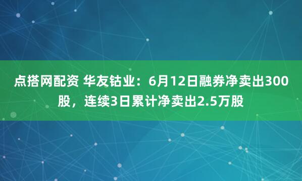 点搭网配资 华友钴业：6月12日融券净卖出300股，连续3日累计净卖出2.5万股